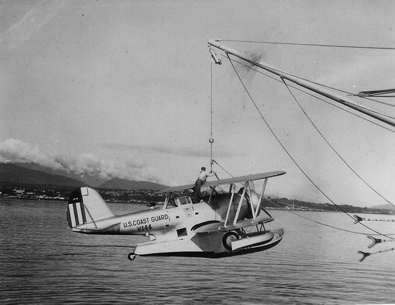 JF 2 Putting into water from ship - 1936: Coast Guard Cutters Designed to Carry Aircraft