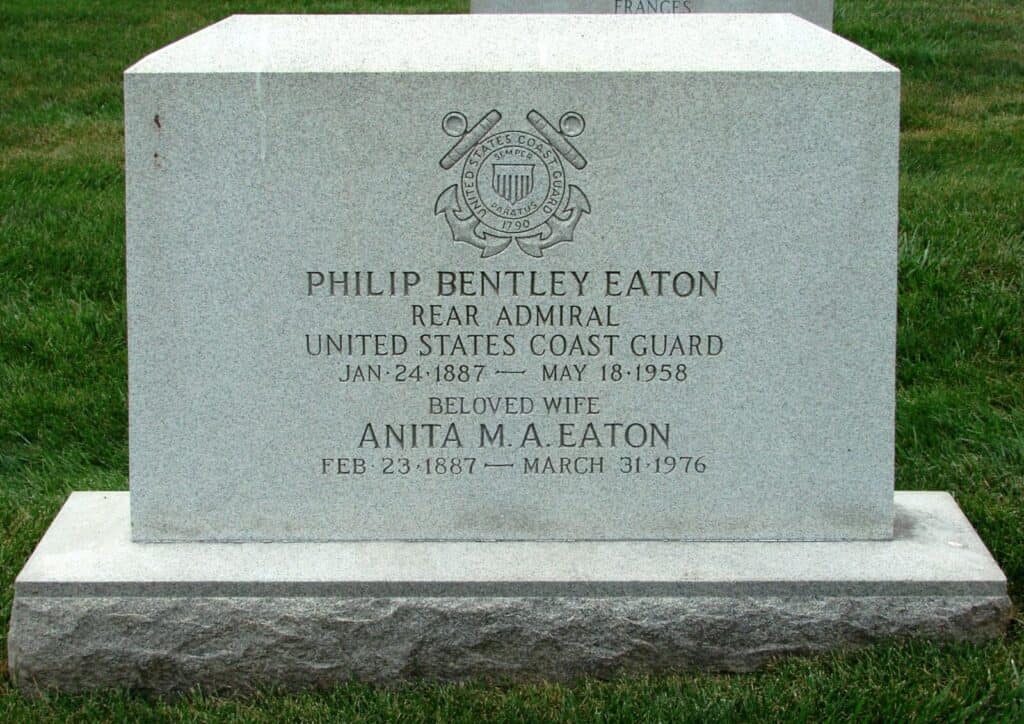 Rear Adm. Philip Bentley Eaton’s headstone located at Arlington National Cemetery in Arlington, Virginia.