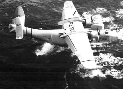 CG PBM after open sea landing. Note damage to the vertical stabilizer - John M. “Muddy” Waters Jr. USCG