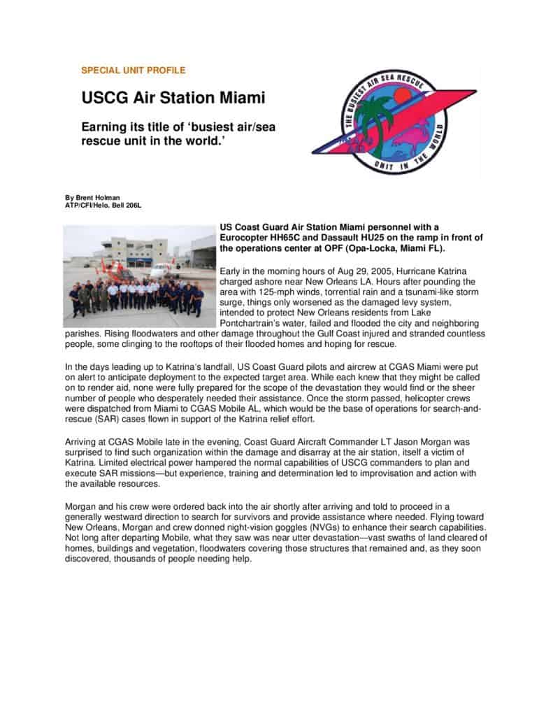 SPECIAL UNIT PROFILE CGAS MIAMI pdf 791x1024 - Special Unit Profile USCG Air Station Miami