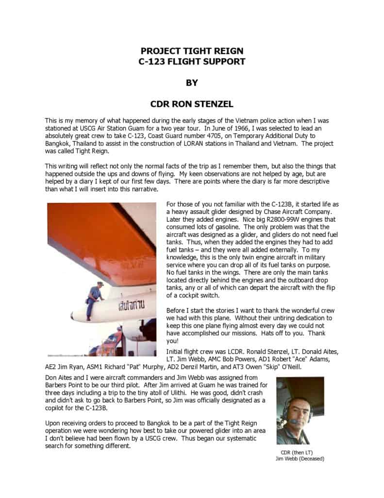 Operation Tight Reign c123 flight support pdf