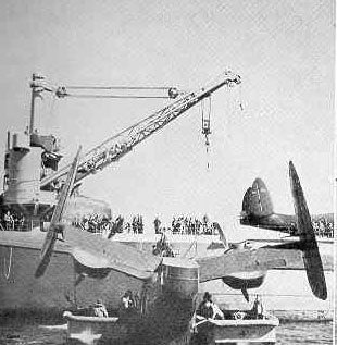 PBM being placed in the water - 1946: Operation HIGH JUMP