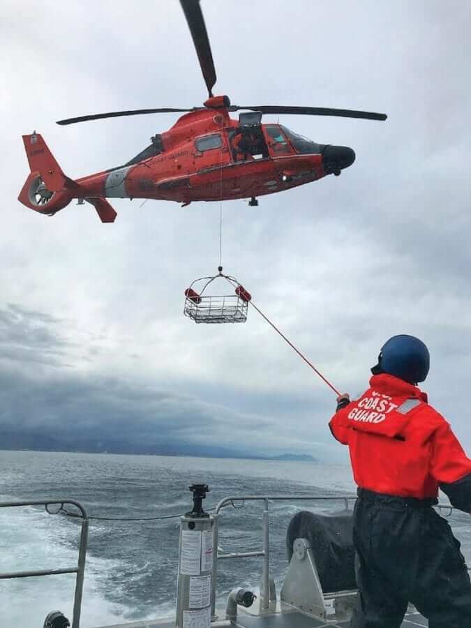 PHOTO TERRY T trail line hoist example - The Rescue of the Crew of the Scalloper TERRY T